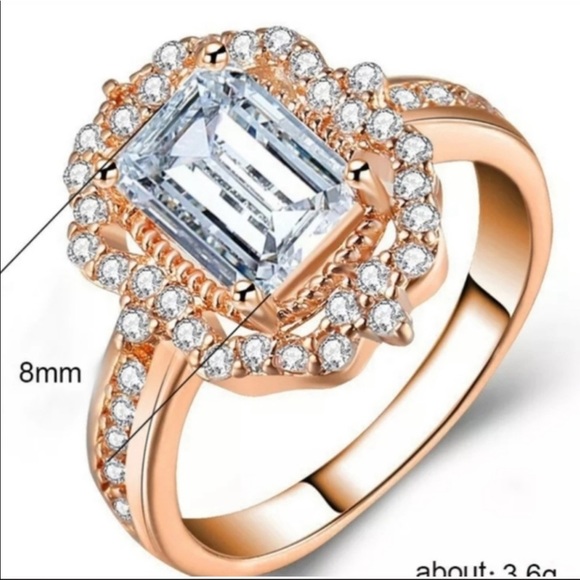 NEW Elegant Rose Gold White Sapphire Ring, CUTE RING, SHINY RING. - Picture 2 of 3